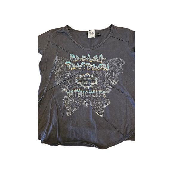 Vintage Harley Davidson Butterfly aqua and orange graphic size XL gray tshirt - Picture 1 of 1